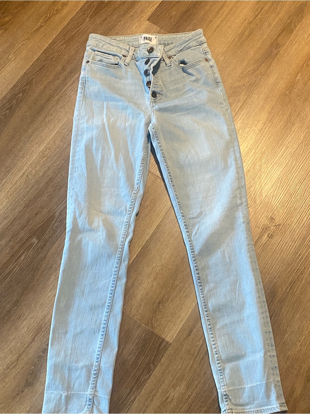 PAIGE Light Blue Skinny Jeans with Button-Fly